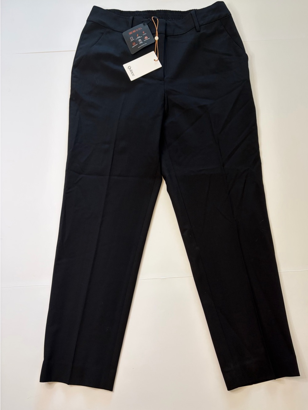 NWT Quince Italian Wool Slim Leg Ankle Pants Black Size 6 Workwear Quiet Luxury